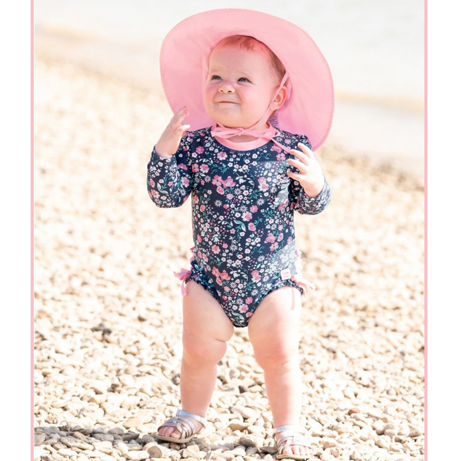 Ruffle Butts Moonlit Meadow One Piece Rash Guard Swimsuit for Baby Girls