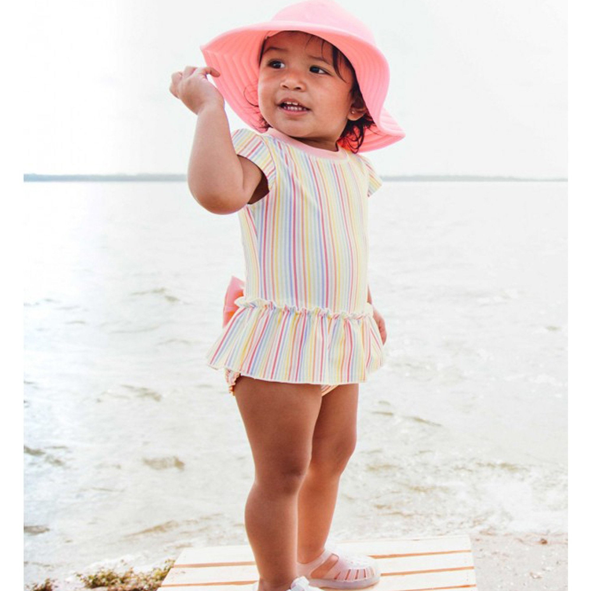 Ruffle Butts Moonlit Meadow One Piece Rash Guard Swimsuit for Baby Girls