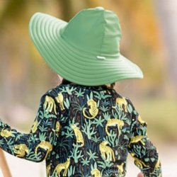 Ruffle Butts "On Safari" Green Swim Hat with UPF 50+ Sun Protection