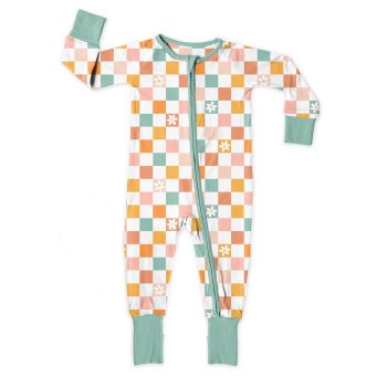 Jensen's Jammies "Lazy Daisy" Checkered Zippy Romper