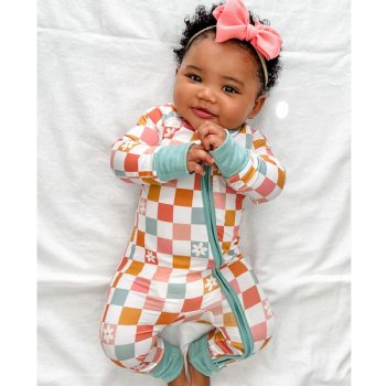 Jensen's Jammies "Lazy Daisy" Checkered Zippy Romper