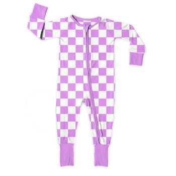 Jensen's Jammies "Aria" Purple Check Zippy Romper