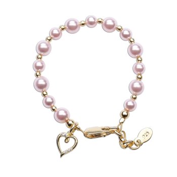 Cherished Moments 14K Gold-Plated "Larkin" Pink Pearl Bracelet with Heart