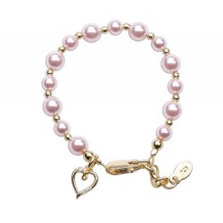 Cherished Moments 14K Gold-Plated "Larkin" Pink Pearl Bracelet with Heart
