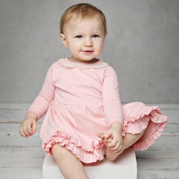 Lemon Loves Layette "Charlotte" Dress in Roseshadow Pink