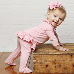 Lemon Loves Layette "Sophie" Skirted Footie in Rose Shadow Pink