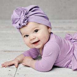 Lemon Loves Layette "Bloom" Hat for Newborn and Baby Girls in Sheer Lilac