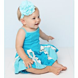 Lemon Loves Layette "Amelia" 2 pc. Baby Twirl Dress in Aqua