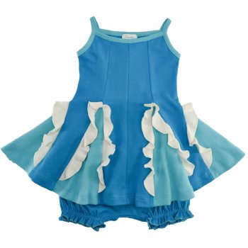 Lemon Loves Layette "Amelia" 2 pc. Baby Twirl Dress in Aqua
