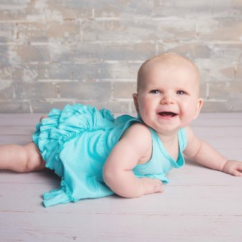 Lemon Loves Layette "Calla" Dress for Baby Girls in Blue Tint
