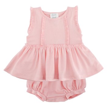 Lemon Loves Layette Daisy Dress Set in Rose Shadow Pink