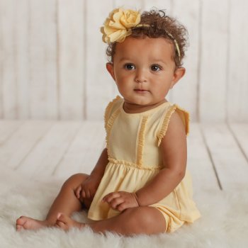 Lemon Loves Layette Daisy Dress Set in Butter Yellow