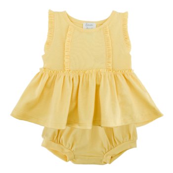 Lemon Loves Layette Daisy Dress Set in Butter Yellow