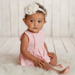 Lemon Loves Layette Daisy Dress Set in Rose Shadow Pink