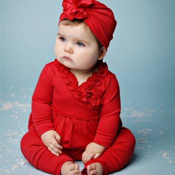 Lemon Loves Layette "Lil Bohemian"  2 Pc. Set for Baby Girls in True Red