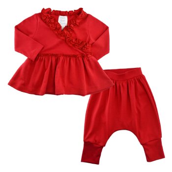 Lemon Loves Layette "Lil Bohemian"  2 Pc. Set for Baby Girls in True Red