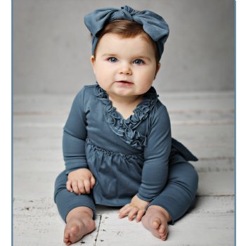 Lemon Loves Layette "Lil Bohemian"  2 Pc. Set for Baby Girls in Orion Blue