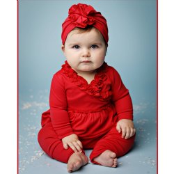 Lemon Loves Layette "Lil Bohemian"  2 Pc. Set for Baby Girls in True Red