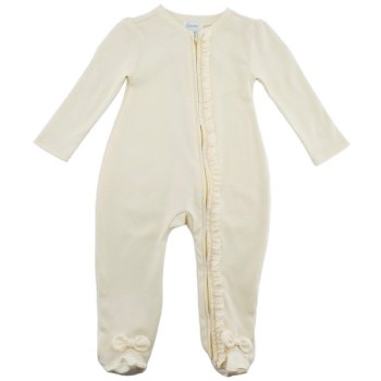 Lemon Loves Layette "Lulu" Romper for Newborns and Baby Girls in Eggnog Beige