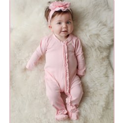 Lemon Loves Layette "Lulu" Romper for Newborns and Baby Girls in Rose Shadow Pink