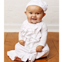 Lemon Loves Layette "Angel" Newborn Gown for Baby Girls in White