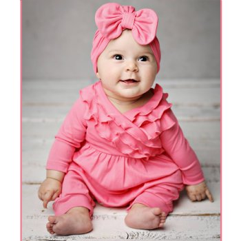 Lemon Loves Layette "Elsa" Romper for Newborns and Baby Girls in Pink Lemonade