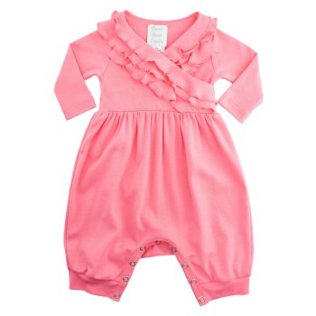 Lemon Loves Layette "Elsa" Romper for Newborns and Baby Girls in Pink Lemonade