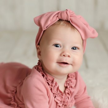 Lemon Loves Layette "Bow" Headband for Baby Girls in Mauve Glow