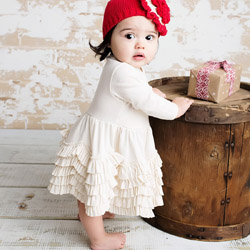 Lemon Loves Layette "Jada" Dress for Newborns and Baby Girls in Eggnog Beige