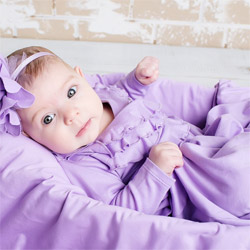 Lemon Loves Layette "Jenna" Gown for Newborn Girls in Lilac