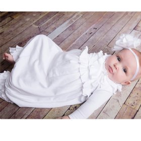 Lemon Loves Layette "Jenna" Gown for Newborn Girls in White