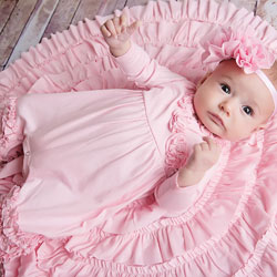 Lemon Loves Layette "Olivia" Romper for Newborns and Baby Girls in Pink