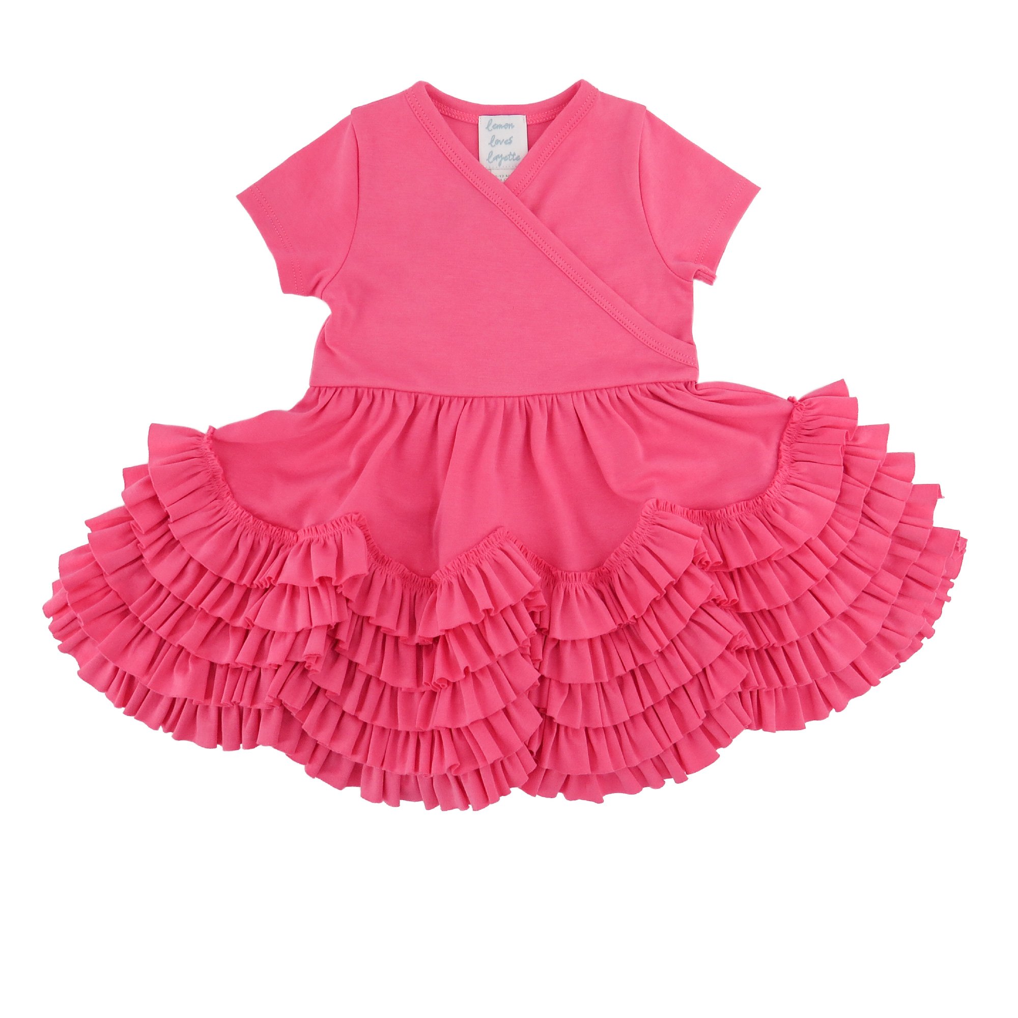 Lemon Loves Layette Sue Dress for Baby Girls and Toddlers in Pink Lemonade