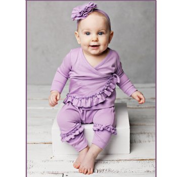 Lemon Loves Layette "Adley" 2 Pc. Set for Baby Girls in Sheer Lilac