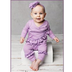 Lemon Loves Layette "Adley" 2 Pc. Set for Baby Girls in Sheer Lilac