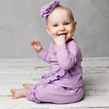 Lemon Loves Layette "Adley" 2 Pc. Set for Baby Girls in Sheer Lilac