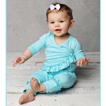 Lemon Loves Layette "Adley" 2 Pc. Set for Baby Girls in Blue Tint