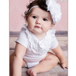 Lemon Loves Layette "Alison" Onesie for Baby Girls  in White