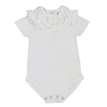 Lemon Loves Layette "Alison" Onesie for Baby Girls  in White