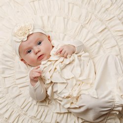 Lemon Loves Layette "Angel" Newborn Gown for Baby Girls in Eggnog