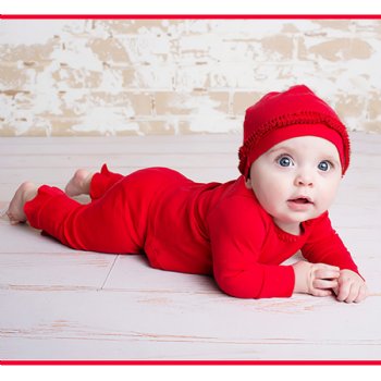 Lemon Loves Layette "Anna" 3 Pc. Set for Newborn and Baby Girls in Red