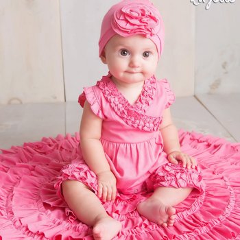 Lemon Loves Layette "Ava" Romper for Baby Girls in Pink Lemonade