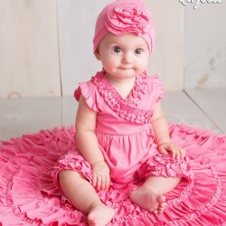 Lemon Loves Layette "Ava" Romper for Baby Girls in Pink Lemonade