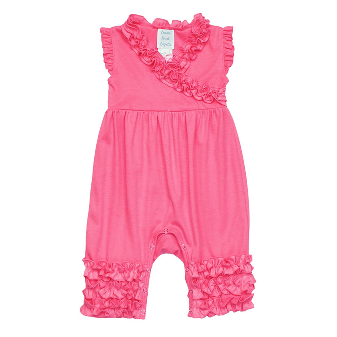 Lemon Loves Layette Ava Romper for Baby Girls in Pink Lemonade