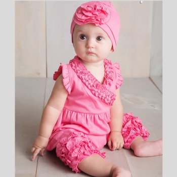 Lemon Loves Layette "Ava" Romper for Baby Girls in Pink Lemonade