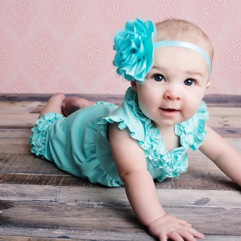 Lemon Loves Layette "Ava" Romper for Baby Girls in Blue Tint