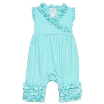 Lemon Loves Layette "Ava" Romper for Baby Girls in Blue Tint