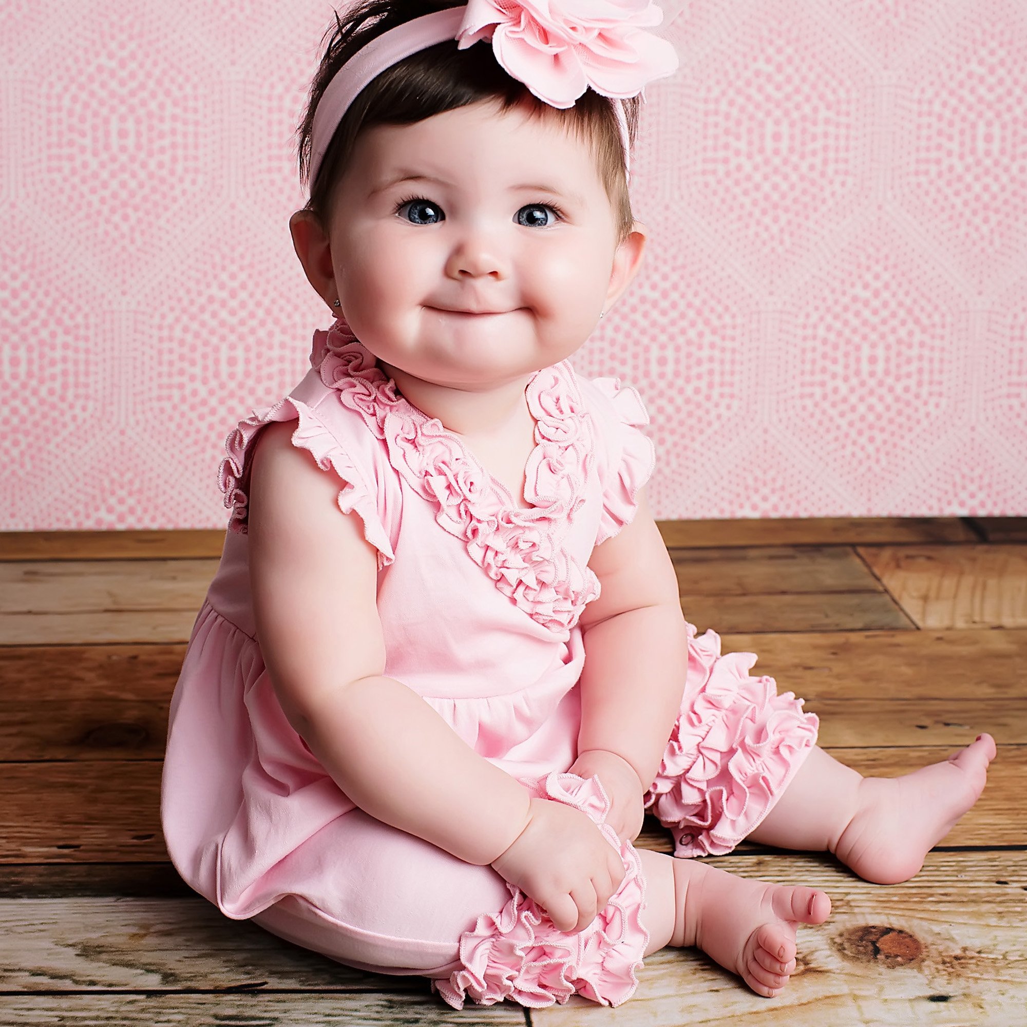 Baby Girls In Pink - Pink Baby Girl Romper Ava By Lemon Loves Layette.