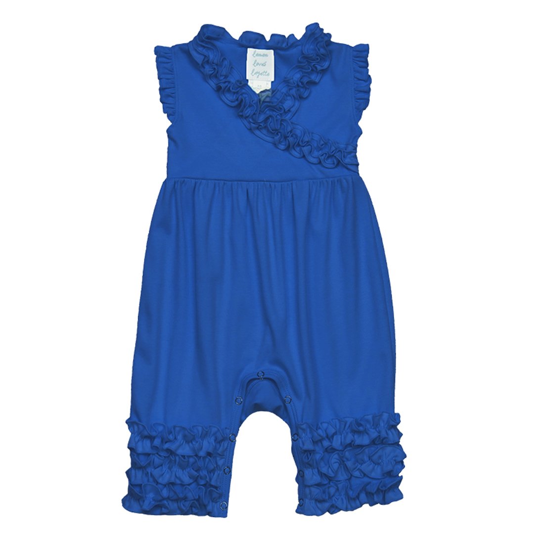 Lemon Loves Layette Ava Romper for Baby Girls in Seaport Blue