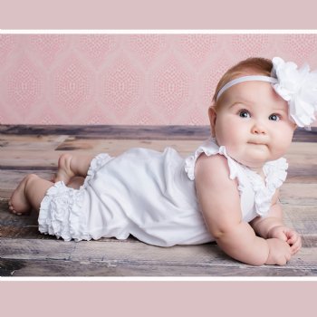 Lemon Loves Layette "Ava" Romper for Baby Girls in White
